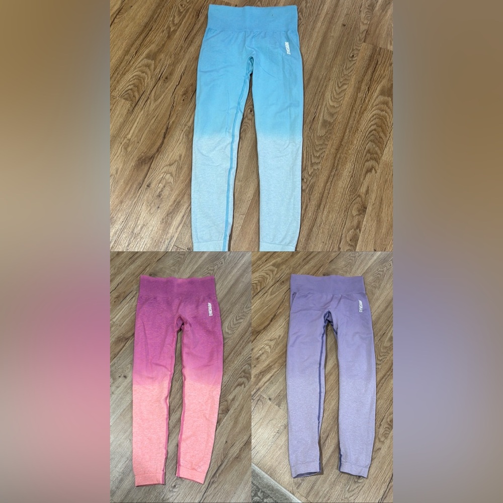 3 pairs of gymshark ombre seamless leggings size small